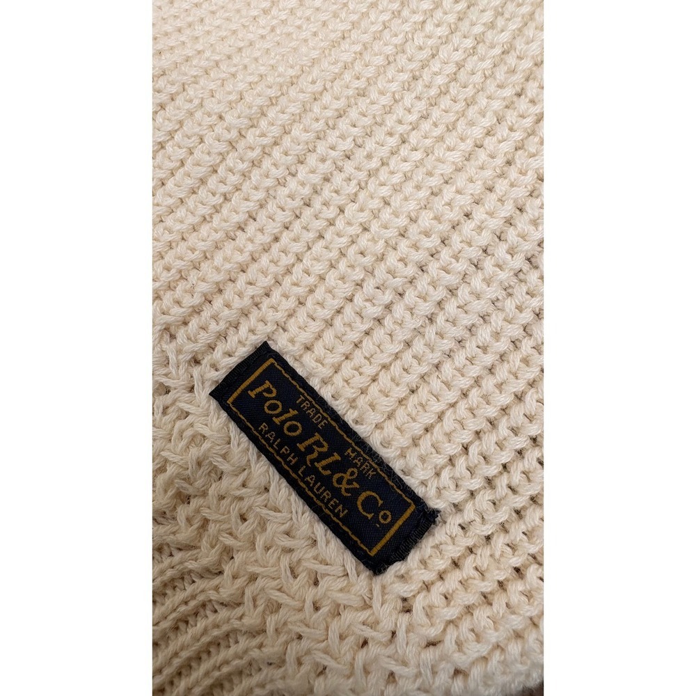 Polo Ralph Lauren Mens XL Cream Cotton Shawl Collar Button Neck Knit Sweater - Picture 3 of 6